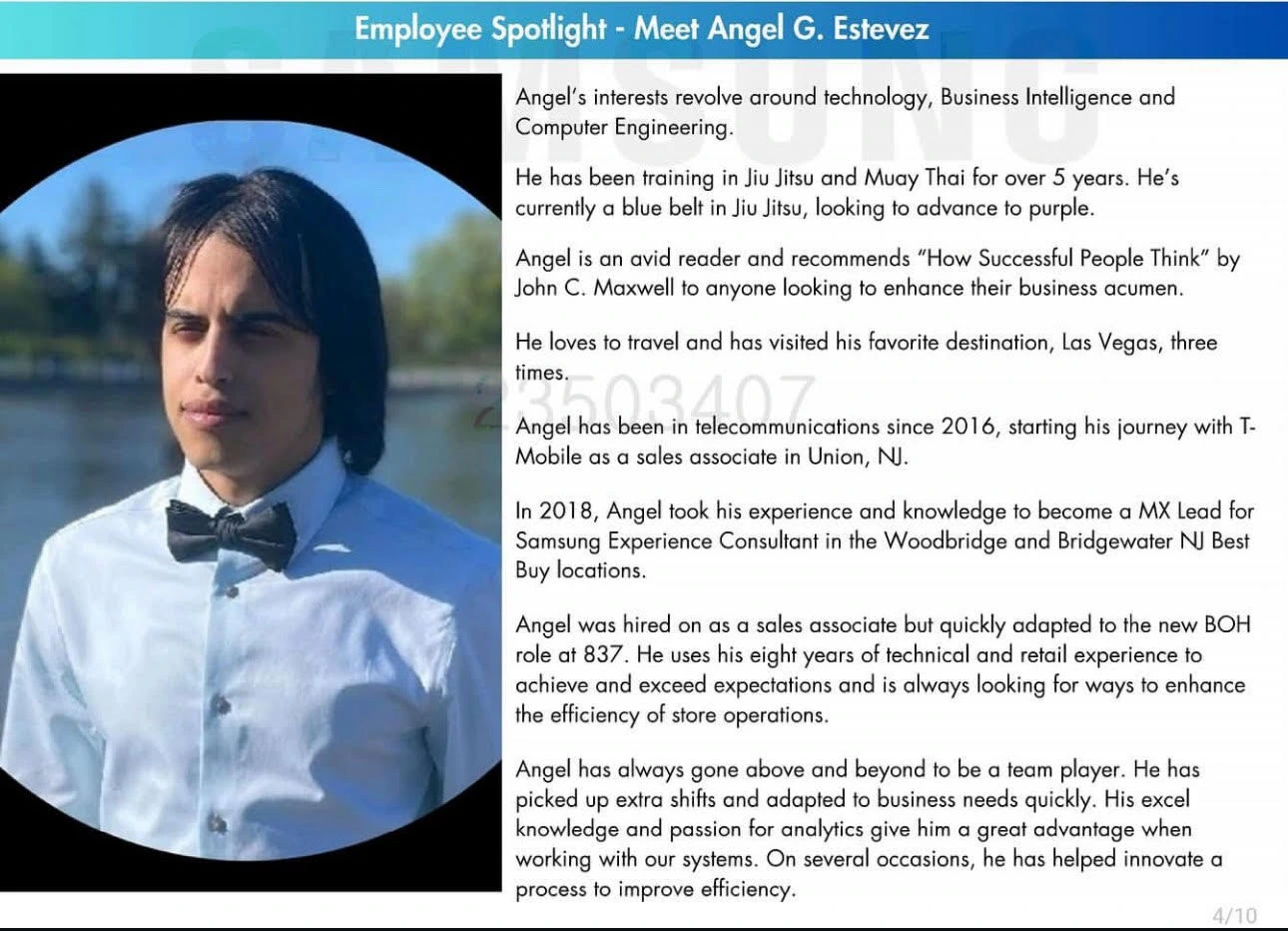 A snapshot of Angel's Employee Spotlight newsletter