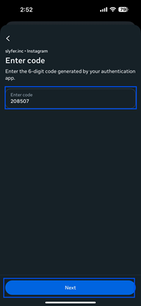A screenshot showing the six digit pin being pasted into the highlighted area.
