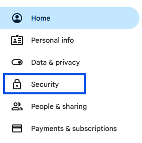 A picture showing the security option under account settings