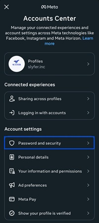 A picture showing selecting the password and security option