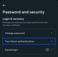 The Two-factor authentication option under Login & recovery