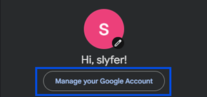 A picture showing the manage your account button