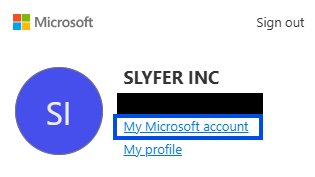 A picture highlighting the My Microsoft account option