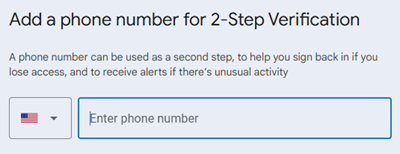 A picture showing the prompt requesting for a phone number